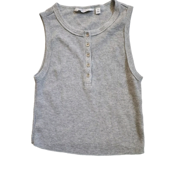 Calvin Klein Jeans Sleeveless Cropped Henley in Gray Size S - Picture 2 of 9